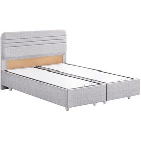 Resim Mila İkili Set, Mila Çift Kişilik Baza Başlık Seti - Açık Gri 180 x 200 