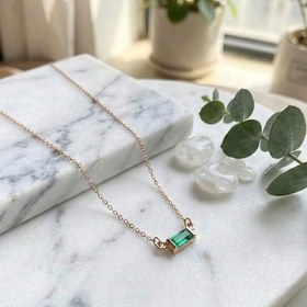 Resim 925 Ayar Gümüş Baget Taşlı Kolye - Minimalist Baguette Necklace - 14 Ayar Altın Kaplama Gold/Rose Gold/Silver Zarif Kadın Kolyesi 