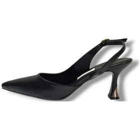 Resim C-shoes Bç93-26 Yıkama Cilt İnce Topuk Arkası Açık Kadın Stiletto 8cm Siyah 