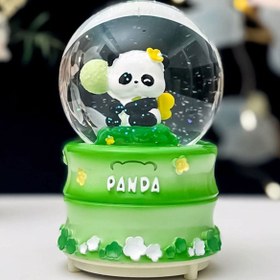 Resim YEŞİL PANDALI BÜYÜK BOY & 10CM PİLLİ & IŞIKLI MÜZİKLİ KAR KÜRESİ 