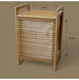 Resim Marsilyan Orta Boy Ahşap Bambu Kirli Sepeti 40X35X60 