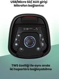 Resim GoldMaster Taşınılabilir Kablosuz Bluetooth Hoparlör Led Işıklı Party Box 