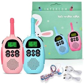 Resim RAYTENG Pembe -Mavi 3 Km Menzilli Işıklı Telsiz Wireless Walkie Talkie Bebek Telsizi - Çocuk Telsizi 