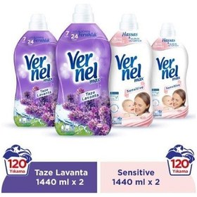 Resim Vernel Max Konsantre Çamaşır Yumuşatıcısı Taze Lavanta 2 x 1440 ML + Sensitive 2 x 1440 ML 