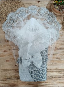 Resim Tomuycuk Dantelli Lüks Bebek Kundağı Unisex Bebek Dış Kundak Battaniyesi Hastane Çıkışı Mevlütlük Hediyelik 