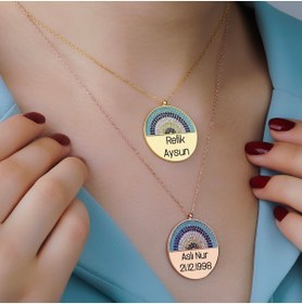 Resim 925KOLYE Özel Tasarım Nazar Boncuğu Detaylı Kişiye Özel Kolye 925 Ayar Gümüş 