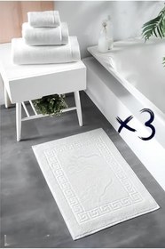 Resim Formeya 3'lü Ayak İzli Ayak Havlusu - Paspas Banyo Seti (3 adet) (Beyaz) 