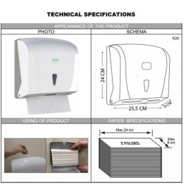 Resim Şeker Portakalım Vialli K20B Z Katlı Kağıt Havlu Dispenseri Kapasite 200 Havlu (Siyah) 