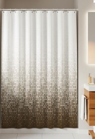 Resim Tropikhome Kahverengi Banyo Perdesi Duş Perdesi Su Geçirmez Banyo Perdeleri Polyester Kumaş Duş Perde 180x200cm 