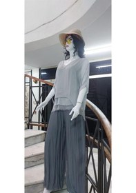 Resim Bohem Stil Italyan Korse Belli Astarlı İpek Pantolon Koyu Gri 