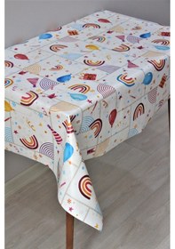 Resim Elyaf Astarlı Silinebilir Pvc Muşamba Masa Örtüsü 1187-1 Parti-krem 