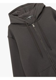 Resim Koton Uzun Kollu Şardonlu Fermuarlı Kanguru Cepli Sweatshirt Antrasit 6wam70018mk Antrasit 
