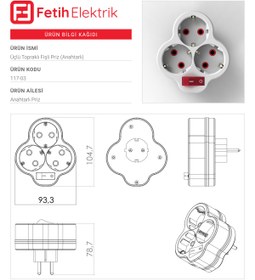 Resim Toptancı Amca 3'lü Papatya Priz Korumalı Anahtarlı Topraklı Papatya Golyat Çoğaltıcı Çoklu Priz 