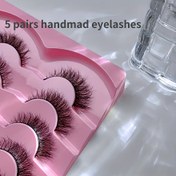 Resim 5 Çift 3 Boyutlu Sahte Kirpik Seti - Kedi Gözü Çapraz Tüylü Stil, El Yapımı, Hafif ve Tekrar Kullanılabilir, C Kıvrımı, Karışık Uzunluklar 6-9mm & 16-18mm, Başlangıçlar İçin Kolay Uygulama, Kalın 0.07mm, Uzun Süreli Su Geçirmez Kirpikler 