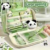 Resim 7 Parça Sevimli Panda Kalem Kutusu Seti, Bebek ve Çıkartmalarla - Geniş Katmanlı Bölmeli, Fermuarlı Kapama, Okula Dönüş, Cadılar Bayramı, Noel ve Paskalya İçin Olmazsa Olmaz Hediye 