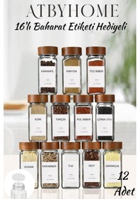Resim Akasya Kapaklı 12 Adet Cam Baharatlık Seti 120 Ml Kahverengi 