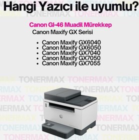 Resim Uyumlu Tonermax Canon GI-46 Muadil Mürekkep Siyah / Canon Maxify GX6040 / GX6050 / GX7040 / GX7050 / GX7055 