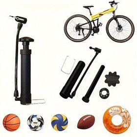 Resim 1 adet Taşınabilir Manuel Şarj Edilemeyen PVC Bisiklet Pompası, Siyah, Kompakt ve Ergonomik, Güvenli Valf Uyumu ile Verimli Şişirme, Yol ve Dağ Bisikletleri için 