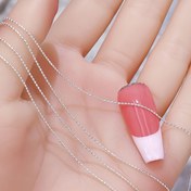 Resim 1mm Mikro Boncuk Zincir Tırnak Sanatı Süslemesi - Pembe ve Beyaz Tasarımlı Zarif Oval Taş Kolye, Şık Manikürler için 25cm Toplu Zincir, Kokusuz Tırnak Aksesuarı, Manikür Geliştirici | Moda Tırnak Parçası | Boncuk Zinciri Dekorasyonu 