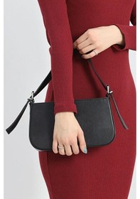 Resim Lovelystore Düz Baget Astarlı 3 Gözlü Basic Omuz Çantası 27x15 Siyah 