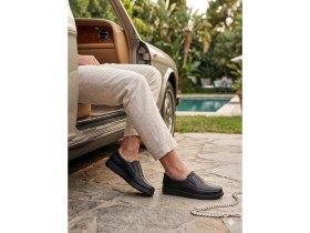 Resim Sj Shop Erkek Siyah Klasik Hakiki Deri Loafer 