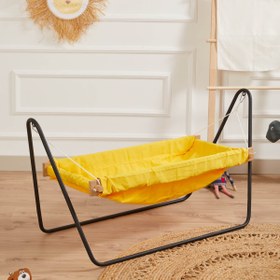 Resim Ahşap Bebek Hamak Beşik - Sarı 