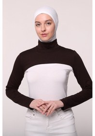 Resim Balıkçı Yakalı Boyunluklu Kolluk Kahve Rengi Çok Renkli 