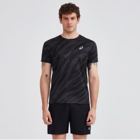 Resim Asics Core All Over Print Ss Top Erkek Siyah Kısa Kollu Tshirt 2011c646-020 