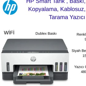 Resim Hp Smart Wi-Fi All-In-One , Tanklı , Baskı, Tarama, Kopyalama, Kablosuz, Pdf'ye Tarama Yazıcı+ Paket ( A4+A5 )Kağıt Hediye 