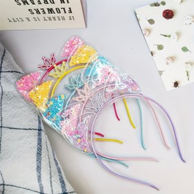 Resim 5 Parça Reçine Sevimli Minimalist Payetli Kedi Kulakları Taç Kafa Bantları Seti - Parlak Renkli Moda Saç Çemberleri Giyinmek İçin - Doğum Günü Partisi Kız Çocuk Saç Aksesuarları Hediyeleri 