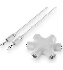 Resim Microcase 5 Çıkışlı Kulaklık Ses Çoklayıcı Adaptör 5in1 Beyaz - AL2617 