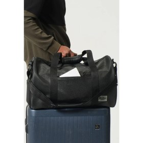 Resim Miami Beach Siyah Suni Deri Kilitli Seyahat Çantası - Kabin Boy El Valizi - Spor Çantası 