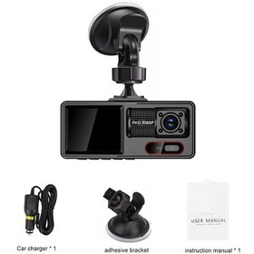 Resim Hd 1080p Araba Çift Lens Dash Cam Ön/arka/ıç Video Kaydedici Kamera G-sensör A30 64g 
