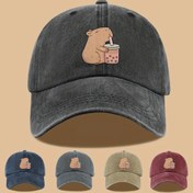Resim 1 adet Capybara Boba Baskılı Beyzbol Kapağı - Ayarlanabilir Unisex Yıkanmış Spor Kapağı, Yürüyüş, Buluşma ve Macera için Uygun | Nefes Alabilen Güneş Kapağı, Doğa Tutkunları, Çift Hediyeleri, Bahar Gezileri ve Festivaller için İdeal | Oyuncağa Benzer Tasarım | Ayarlanabilir Kafa Giyimi, Beyzbol Kapağı 