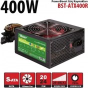 Resim Powerboost BST-ATX400R 400W, Ppfc 12CM Siyah Fanlı Atx Psu Power Kablo (Retail Box) Güç Kaynağı 