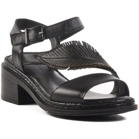 Resim Siyah Hakiki Deri Kadın Topuklu Sandalet 25020310y Z Siyah 
