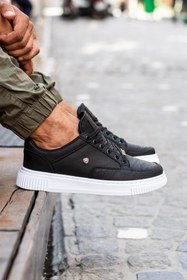 Resim L.A Polo Erkek Rahat Kalıp Siyah Beyaz Günlük Sneaker 