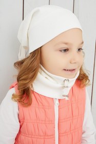 Resim Babygiz Kız Bebek Çocuk Beyaz Ip Detaylı Şapka Bere Boyunluk Takım Rahat %100 Pamuklu Kaşkorse Yerli Üretim 