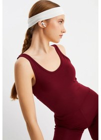 Resim Kadın %100 Pamuklu Penye, Kaymaz, Terletmez, Ultra Hafif, Spor Saç Bandı Bandana - Tek Ebat / Beyaz Beyaz 