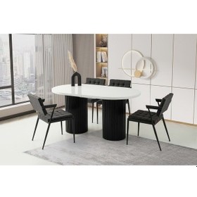 Resim Mobilgen Beyaz 4 Adet Jumbo Sandalye Picasso HG Masa Takımı 