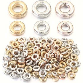 Resim 50/100 adet Zarif Küçük Yuvarlak Yüzük Aracı Boncuklar, Moda ve Çok Yönlü Bilezik Kolye Aracı Boncukları ve Dekoratif Daireler DIY Takı Yapımı Aksesuarı 