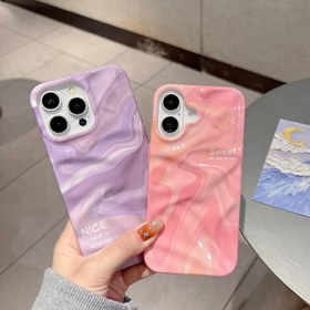 Resim Şık Mor ve Pembe Gradyan Su Dalga Desenli Enjeksiyon Kalıplı IMD Arka Kapak Telefon Kılıfı for iphone 16 Pro Max / 16 Pro / 16 / 15 Pro Max / 15 / 14 / 14 Pro / 13 / 12 / 11 için uygun. 