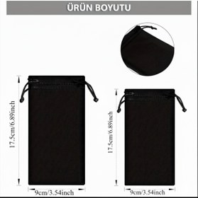 Resim emrebilisim Mikrofiber Gözlük Çantası Bağcıklı Kapatma ile Dayanıklı Dokuma Gözlük Leri Korur 2 -Adet 