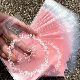 Resim 100 adet Pembe Kare Hediye Paketleme OPP Fermuarlı Torbalar - Sevimli Fiyonk Baskılı Hatıra Mühürleme Çantaları Hediye Paketleme Çantaları | Toptan Düğün Süslemeleri 