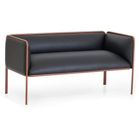 Resim Hunt Mobilya Hando Siyah Deri İkili Ofis Kanepesi 