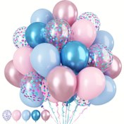 Resim 30 adet Pembe ve Mavi Balonlar, Konfeti ile Metalik Mavi Pembe Balonlar Kamp Teması, Mezuniyet Günü, Cinsiyet Açıklaması, Doğum Günü Parti Süsleri, Düğün, Gelin Partisi, Mezuniyet Süsleri, Yeniden Birleşme Partisi 