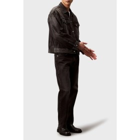 Resim Calvin Klein % 100 Pamuk Comfort Fit Göğüs Cepli Kot Ceket LV04RB796GRDD Erkek Kot Ceket LV04RB796G Rdd 