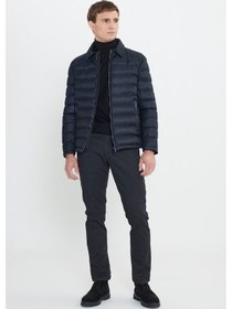Resim Ac&Co / Altınyıldız Classics Erkek Lacı Standart Fit Normal Kesim Gömlek Yaka Fermuarlı Yan Cepli Kapitone Desenli Şişme Mont Lacı Lacivert 