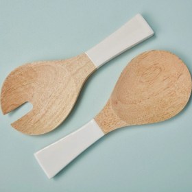 Resim 25 Cm 2 Parça Mango Ahşap & Beyaz Servis Takımı 