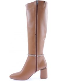 Resim Dgn 133-2164-22k Kadin Zincirli Topuklu Çizme 133-2164-R1755 Taba 